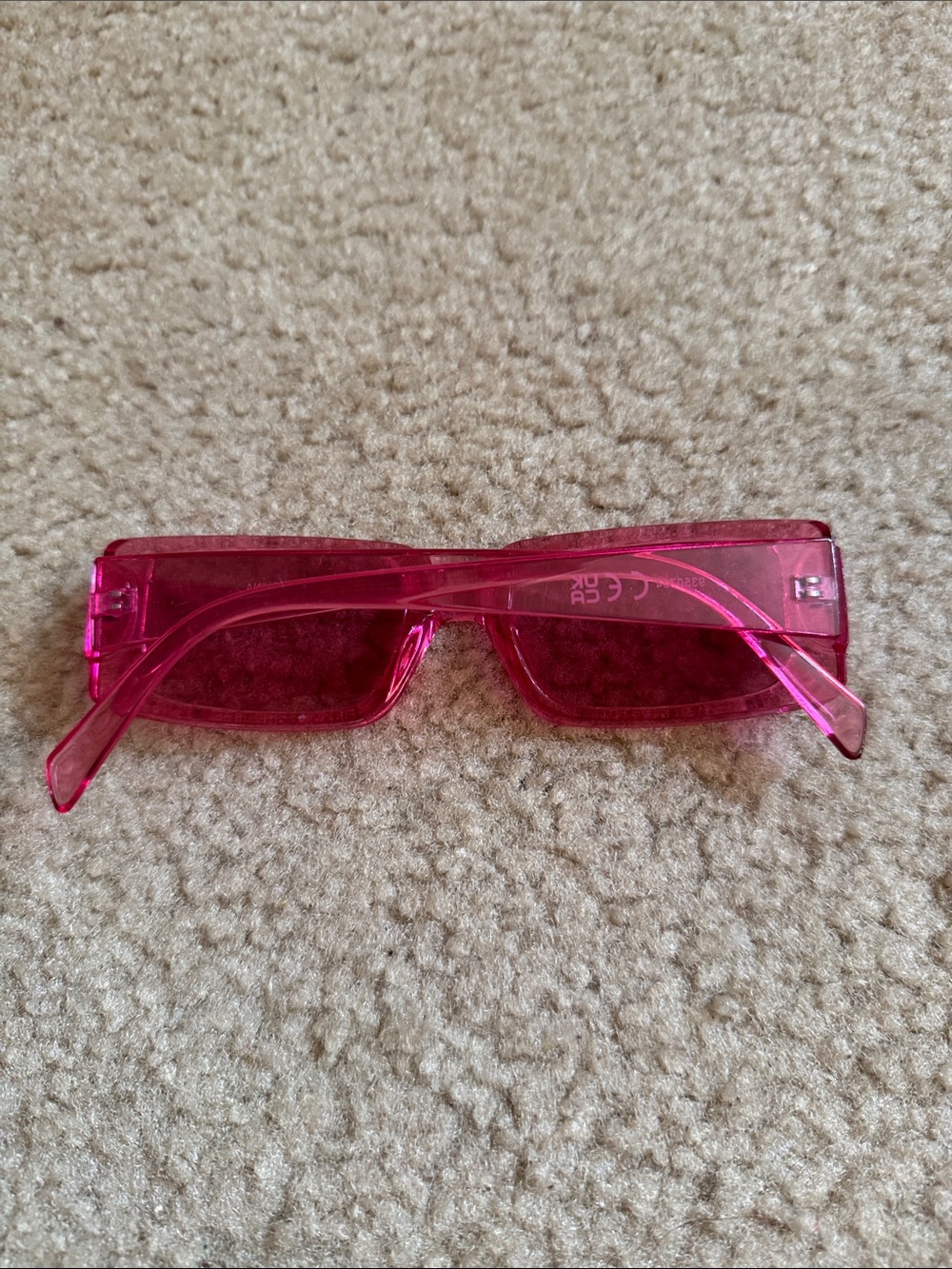 Pink Rectangular Transparent Sunglasses - Picture 2 of 6